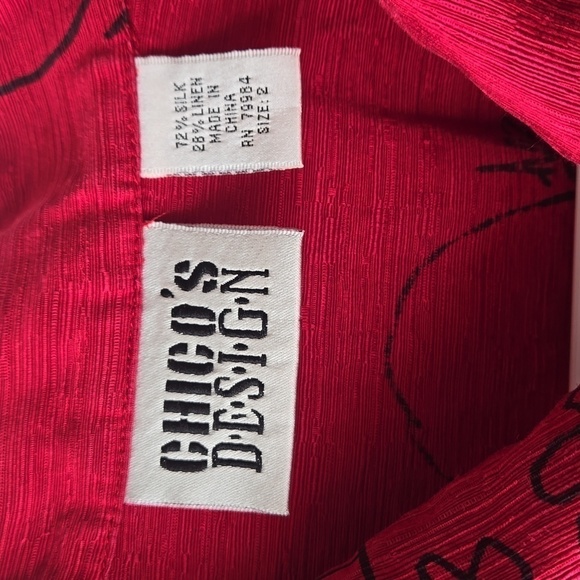 Chico's Design Silk and Linen Blend African Print Button Down - Picture 4 of 7